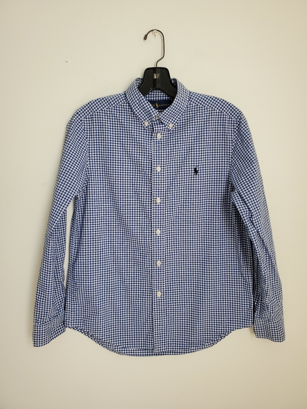 Ralph Lauren Blue & White Gingham Button Down Long Sleeve Shirt